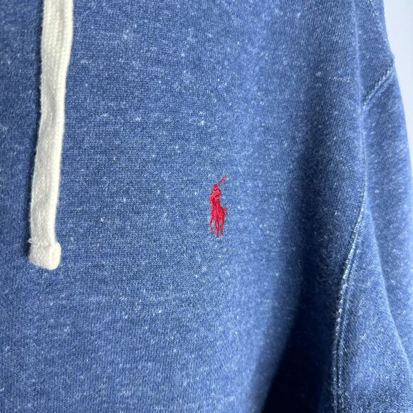 Polo Ralph Laure Cotton-Blend-Fleece Hoodie Blue Full Zip Embroidered Pony XL - Picture 6 of 9